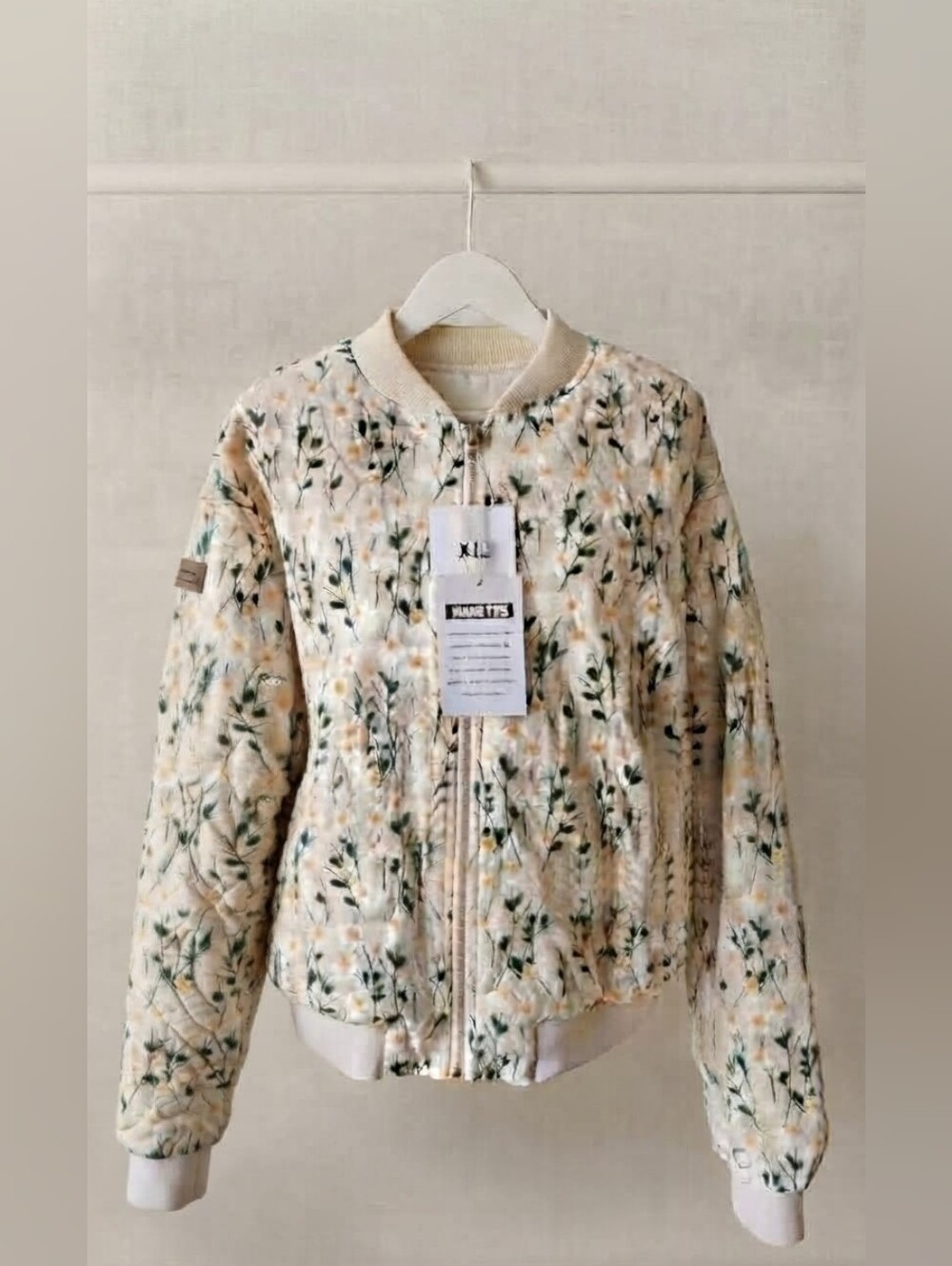Bomber Jacket 100% Cotton NWT Embroidered Daisy Quilted Grandmacore Outerwear